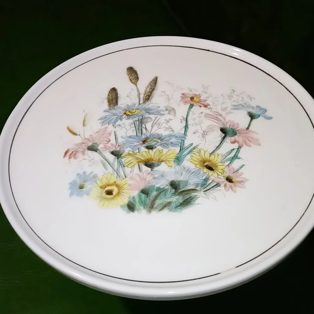 Vintage Hand Painted Milk Glass Pedestal Cake Stand Challinor Taylor Co